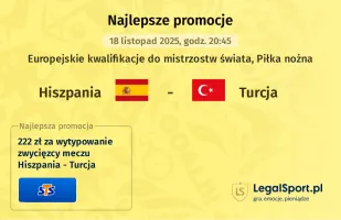 Hiszpania - Turcja promocje u bukmacherów