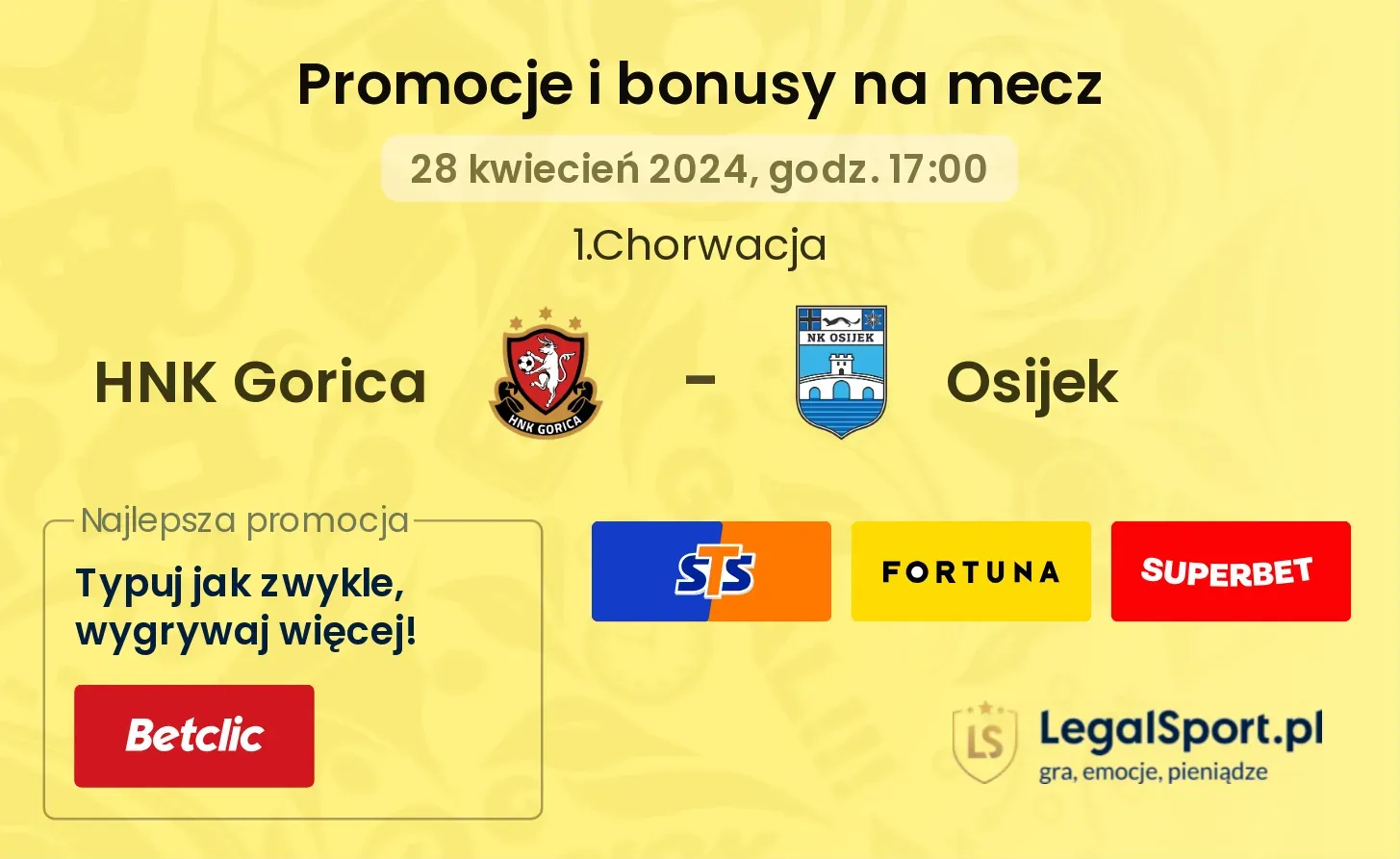 HNK Gorica - Osijek promocje bonusy na mecz