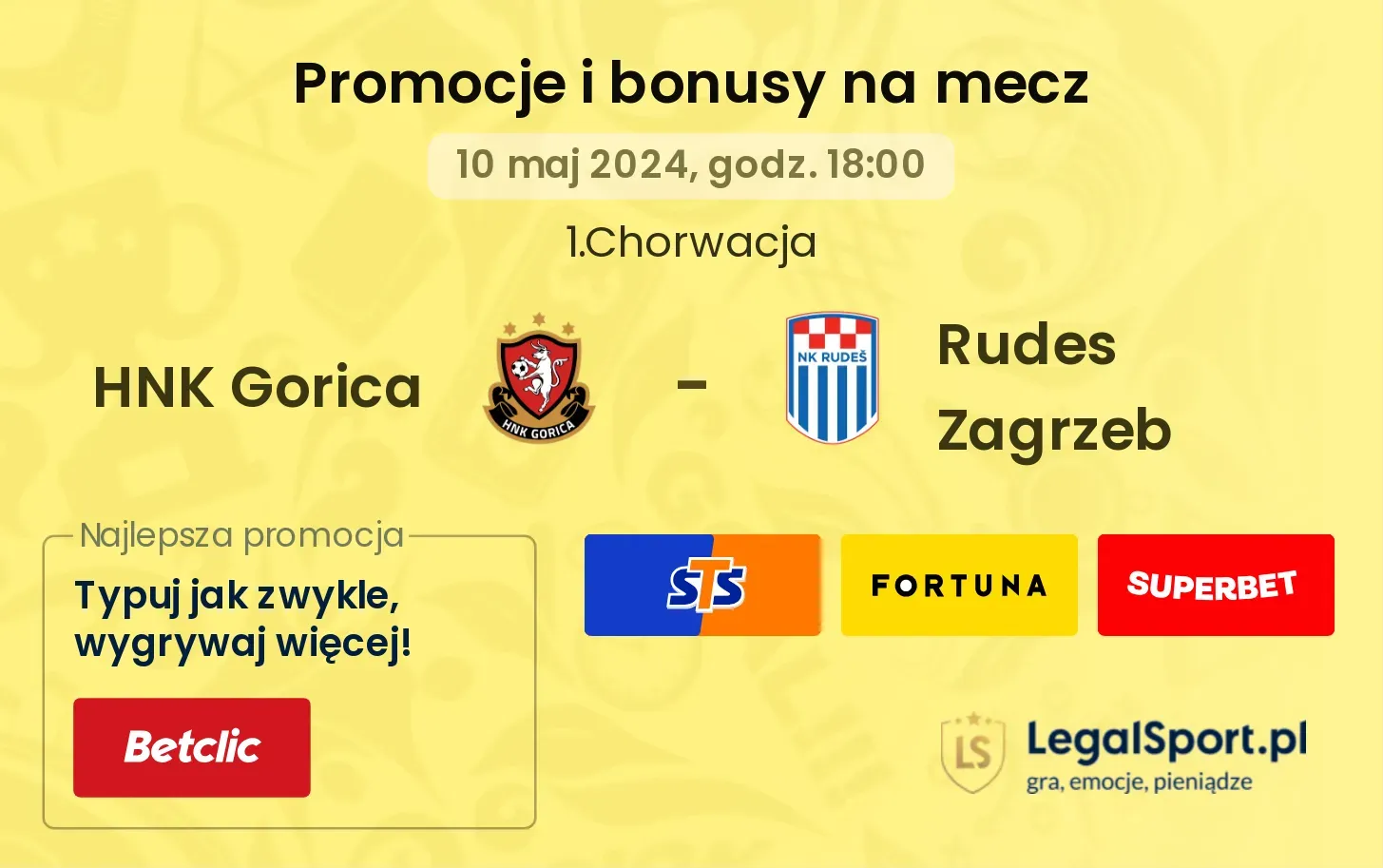 HNK Gorica - Rudes Zagrzeb promocje bonusy na mecz