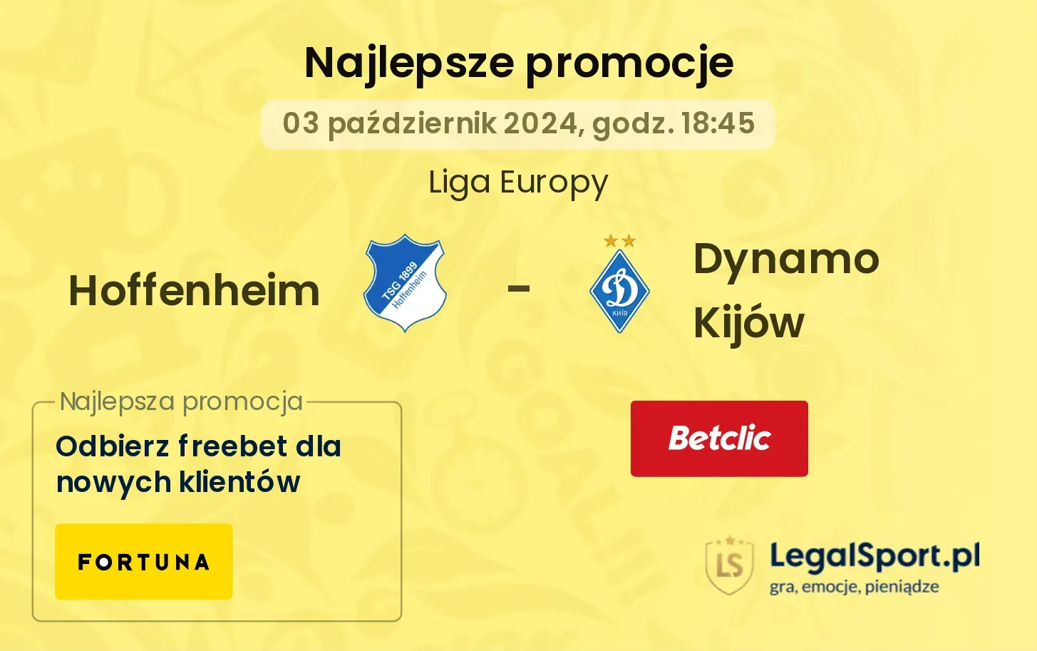 Hoffenheim - Dynamo Kijów promocje u bukmacherów 03.10, 18:45