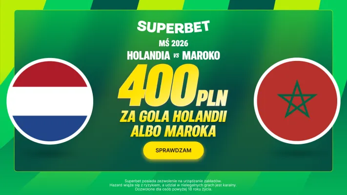 Bonus 400 PLN za gola wybranej drużyny w meczu Holandia - Maroko od Superbet