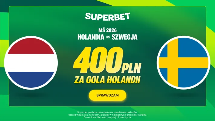 Superbet: Bonus 400 PLN za gola Holandii w meczu ze Szwecją