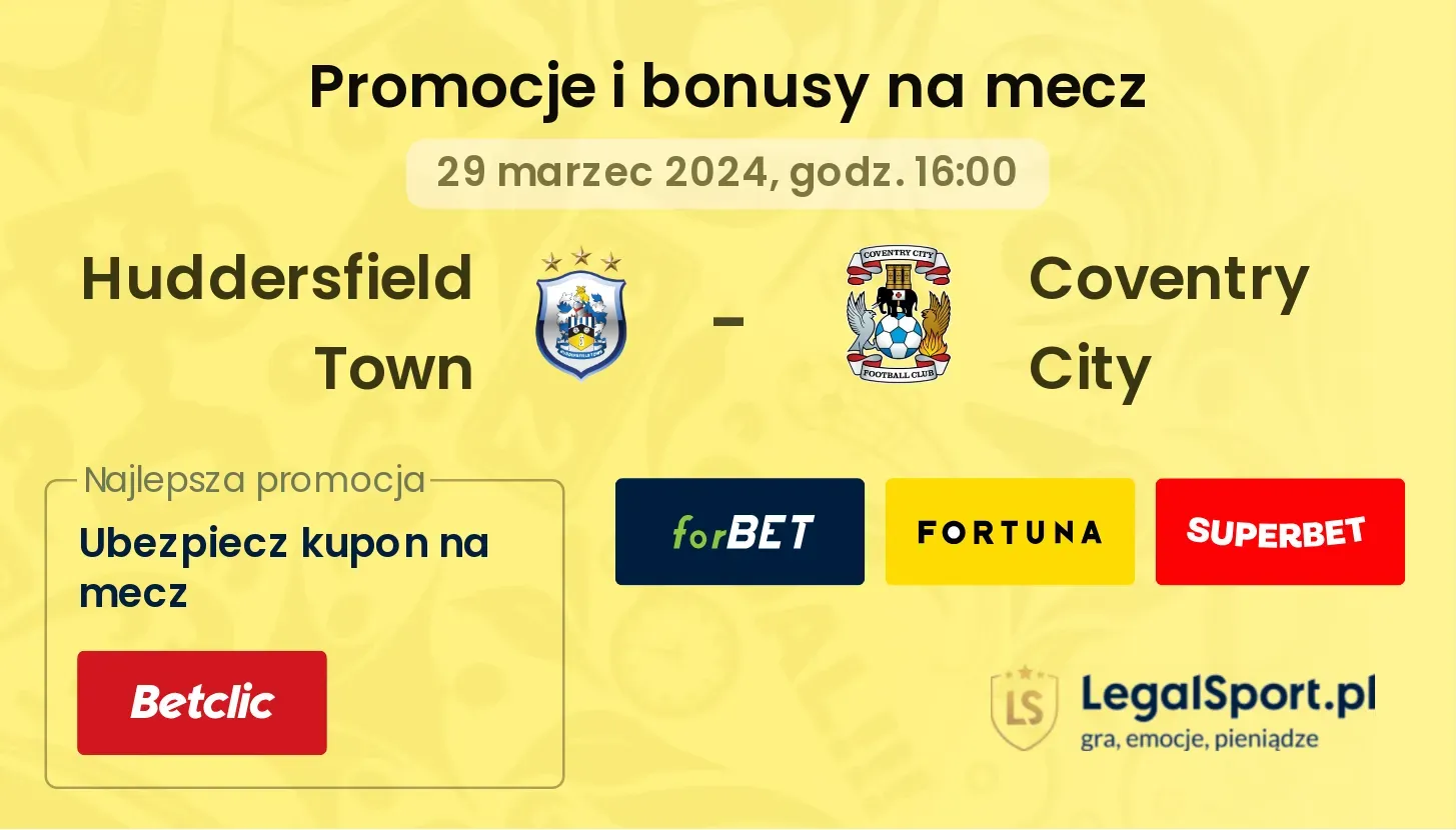 Huddersfield Town - Coventry City promocje bonusy na mecz
