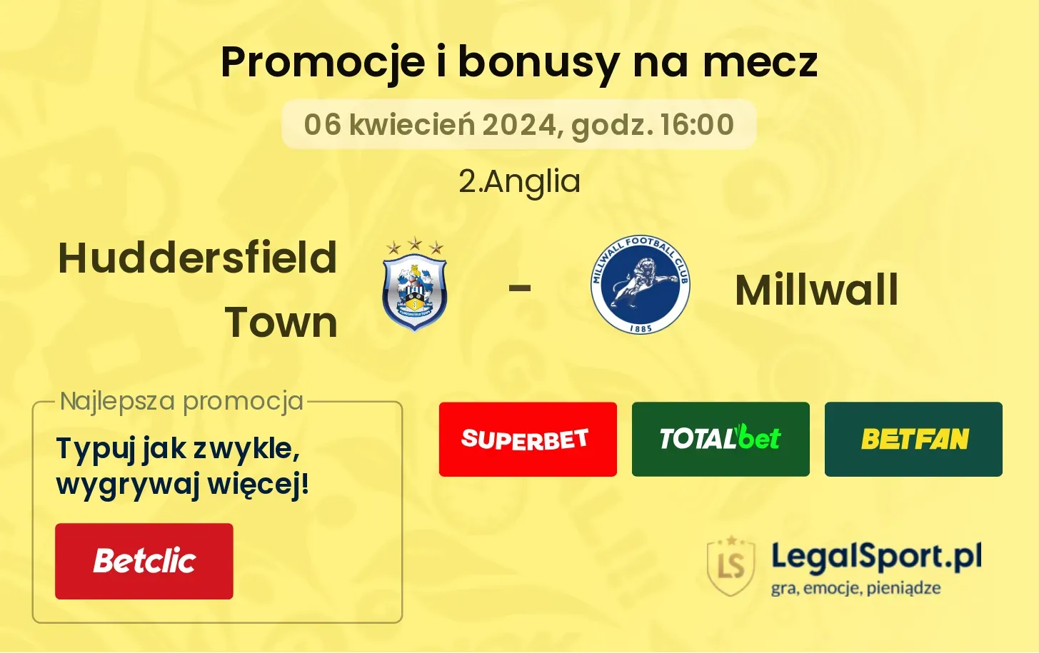 Huddersfield Town - Millwall promocje bonusy na mecz