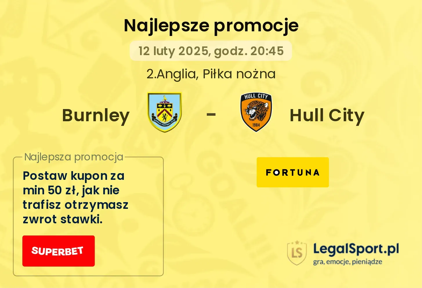 Burnley - Hull City promocje u bukmacherów