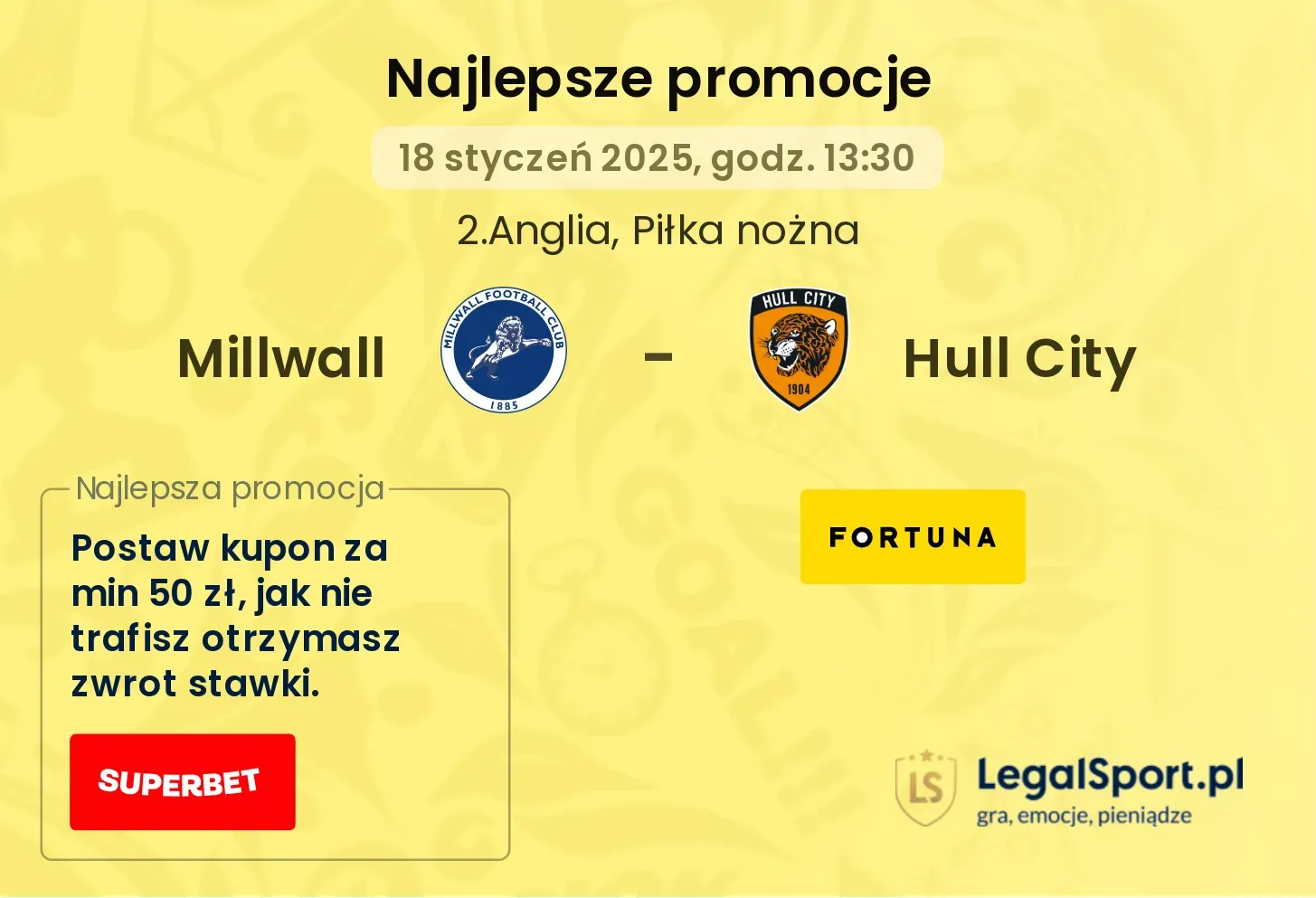 Millwall - Hull City promocje bukmacherskie