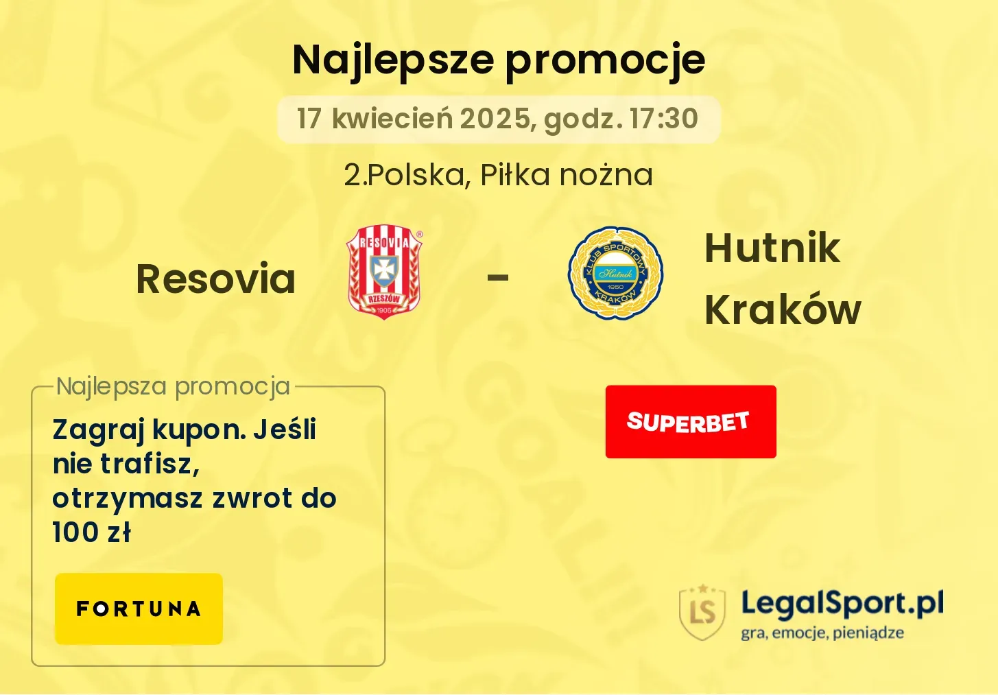 Resovia - Hutnik Kraków promocje u bukmacherów