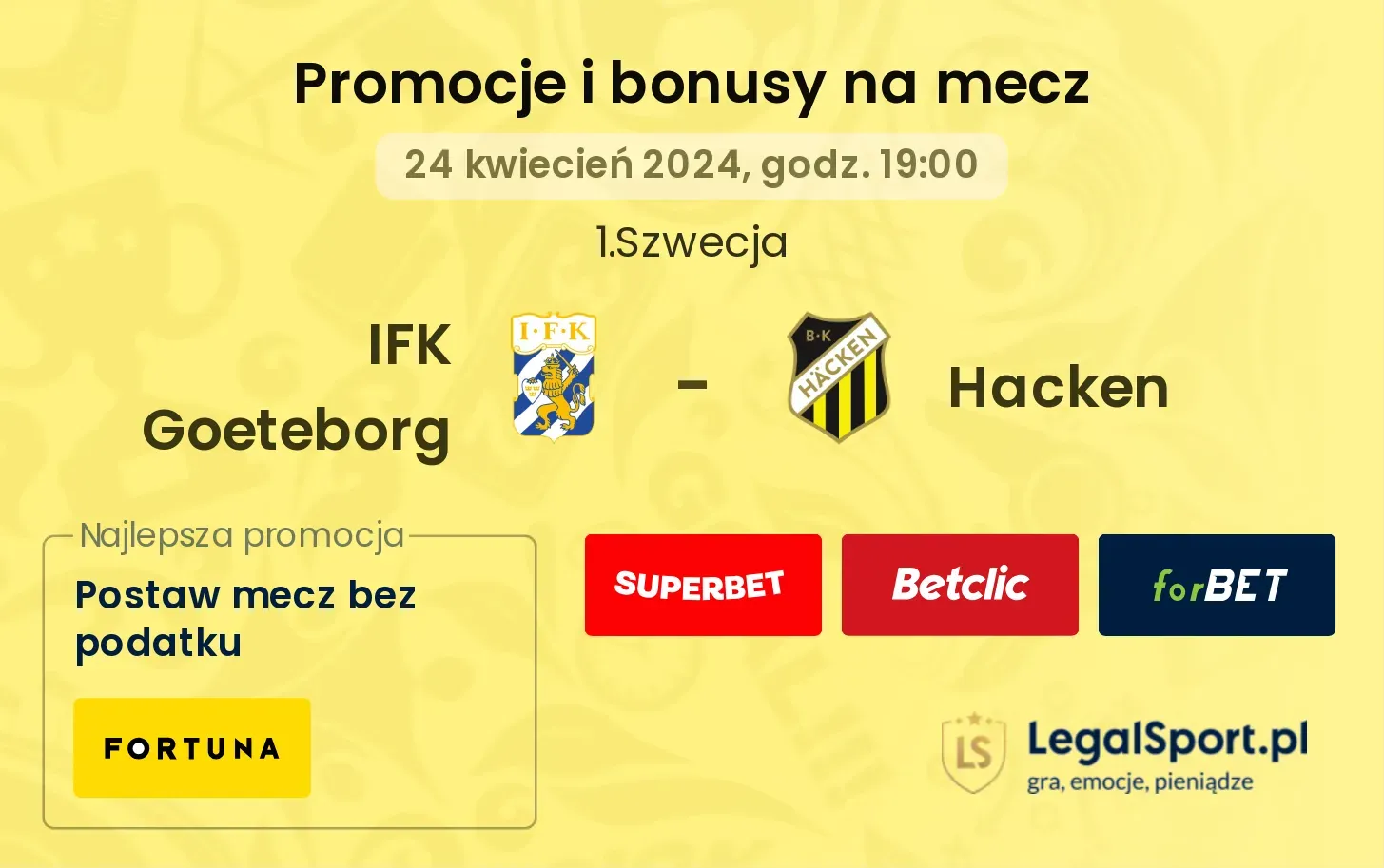IFK Goeteborg - Hacken promocje bonusy na mecz