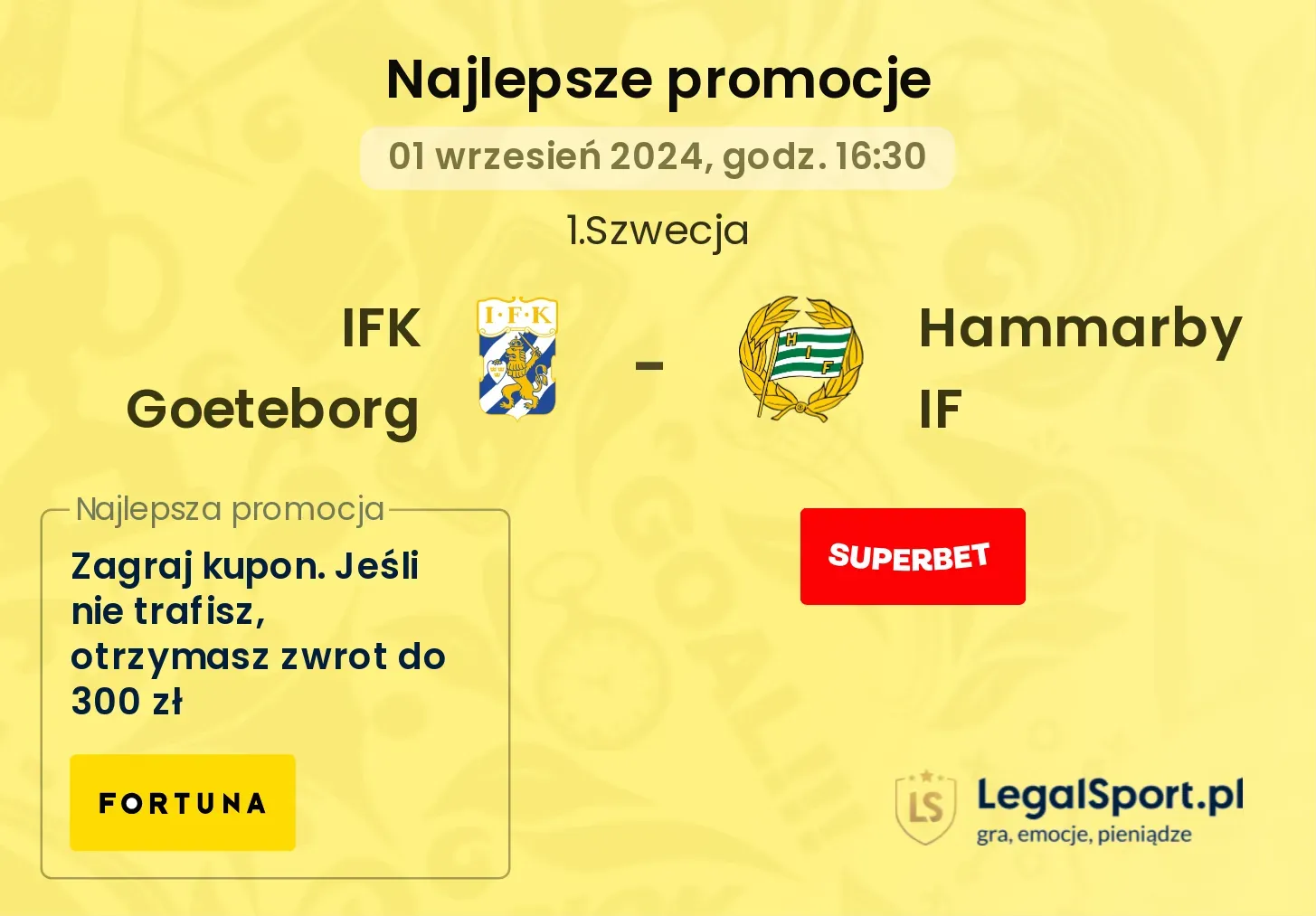 IFK Goeteborg - Hammarby IF promocje u bukmacherów 01.09, 16:30
