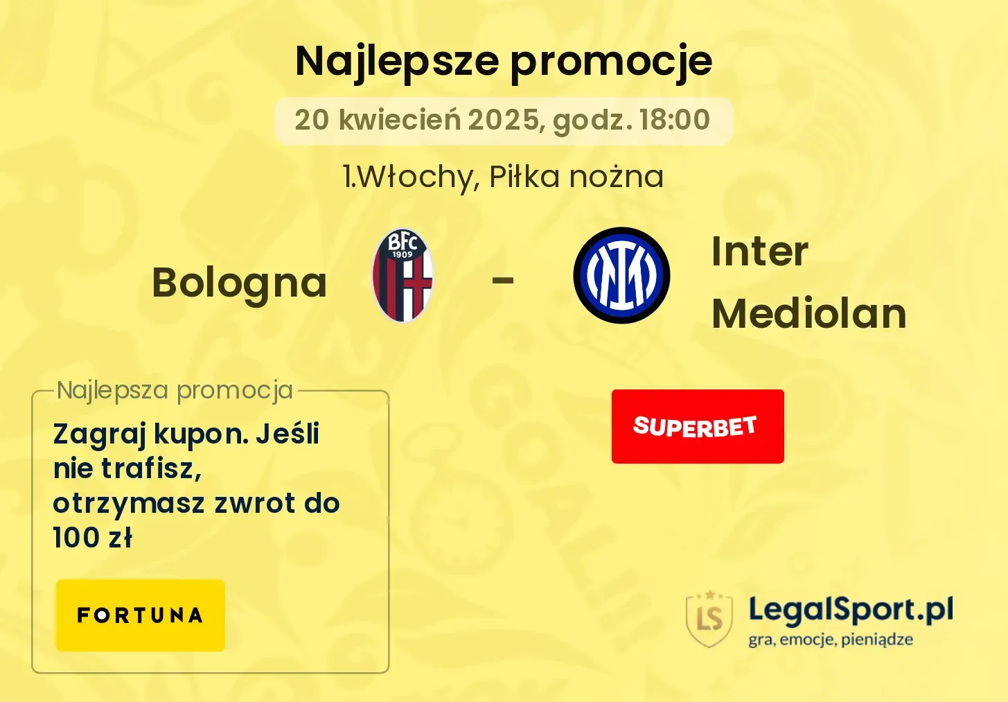 Bologna - Inter Mediolan promocje bukmacherskie