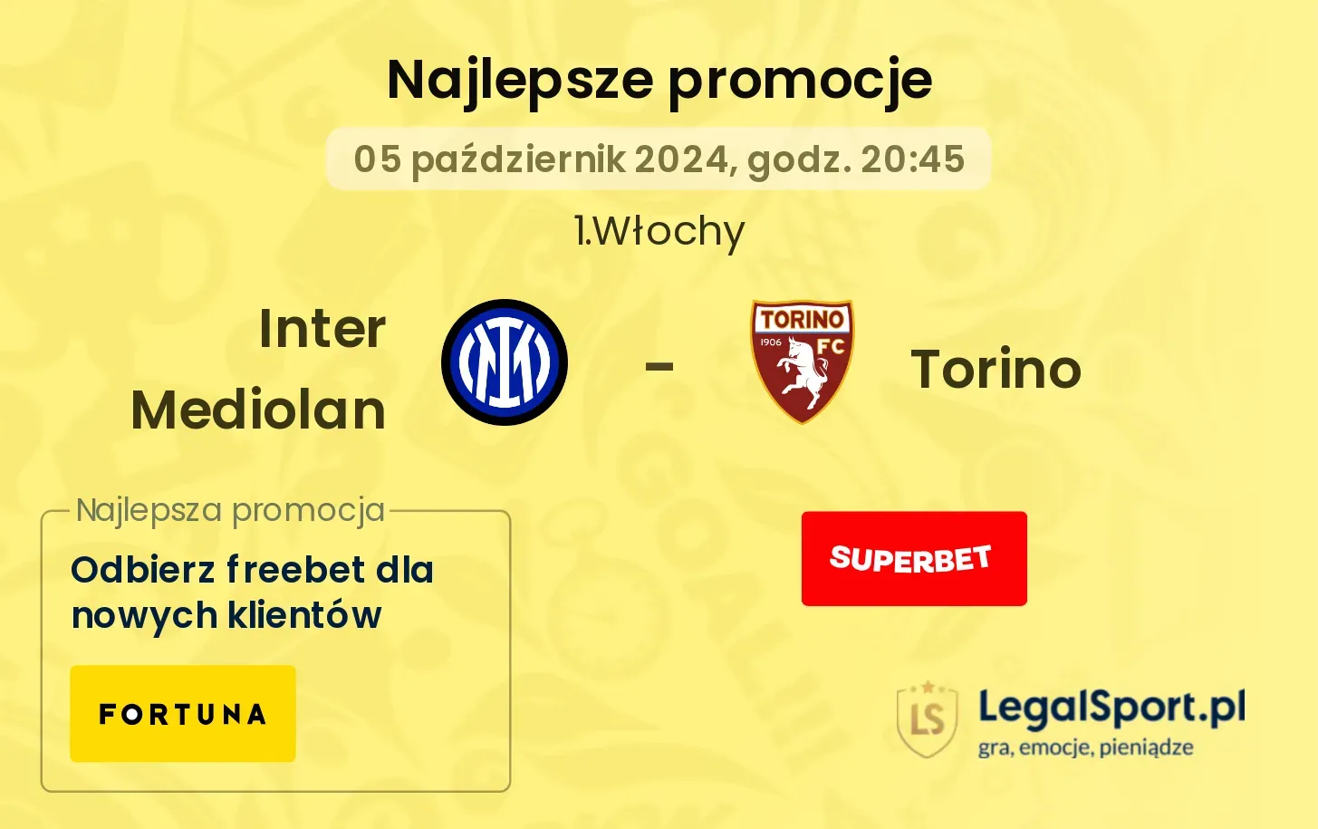 Inter Mediolan - Torino promocje bukmacherskie 05.10, 20:45