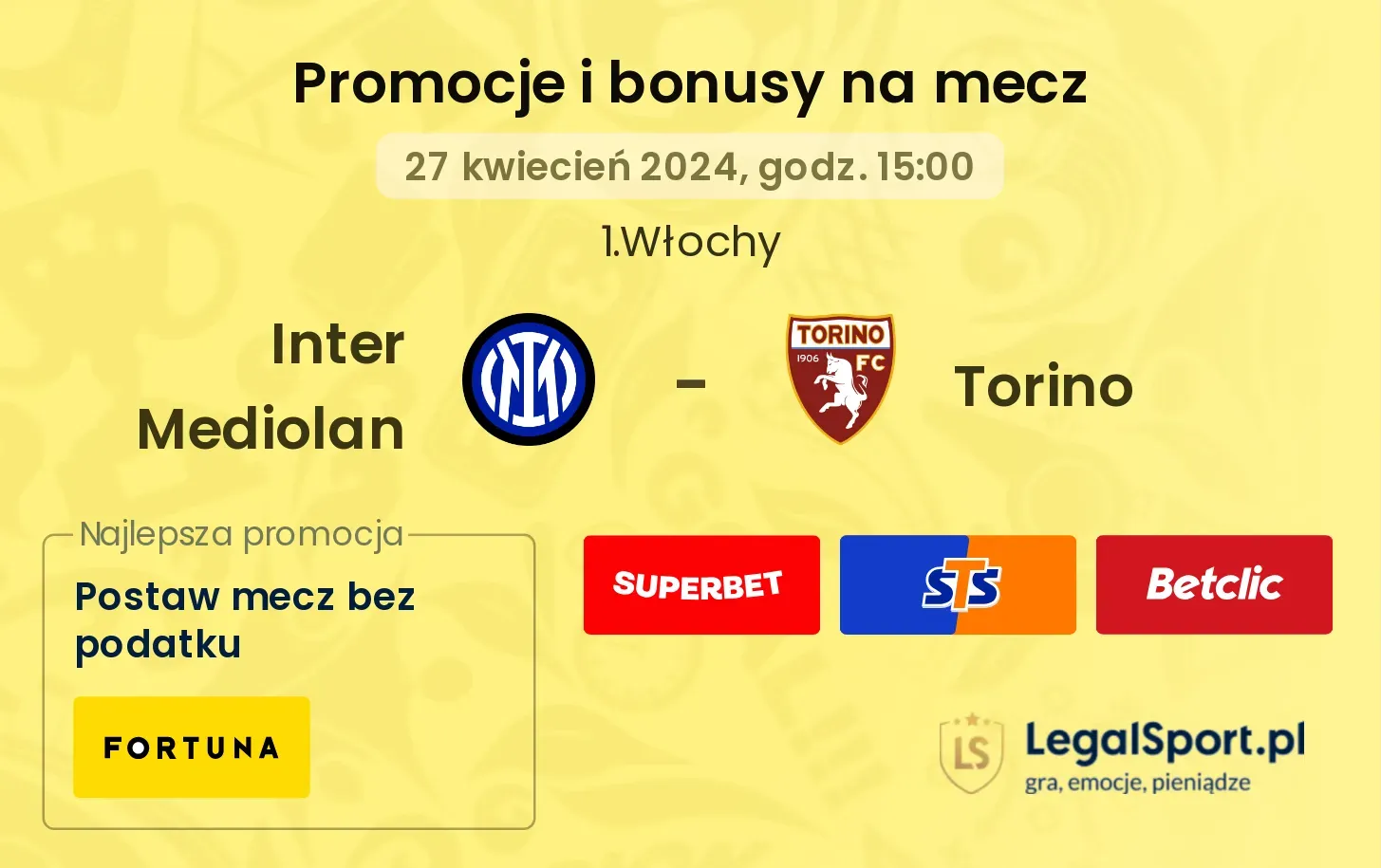 Inter Mediolan - Torino promocje bonusy na mecz