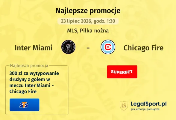 Promocja STS: 300 zł za wytypowanie drużyny z golem w meczu Inter Miami - Chicago Fire
