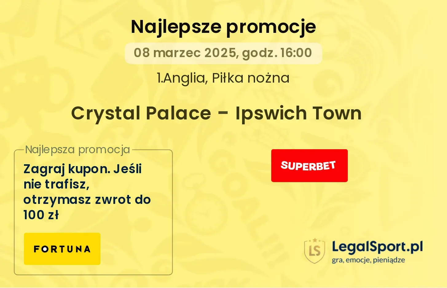 Crystal Palace - Ipswich Town promocje u bukmacherów