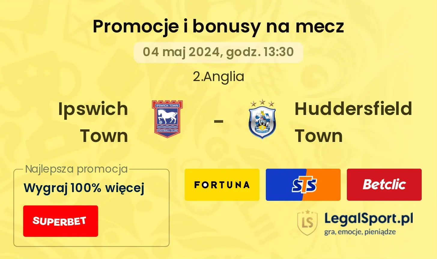 Ipswich Town - Huddersfield Town promocje bonusy na mecz