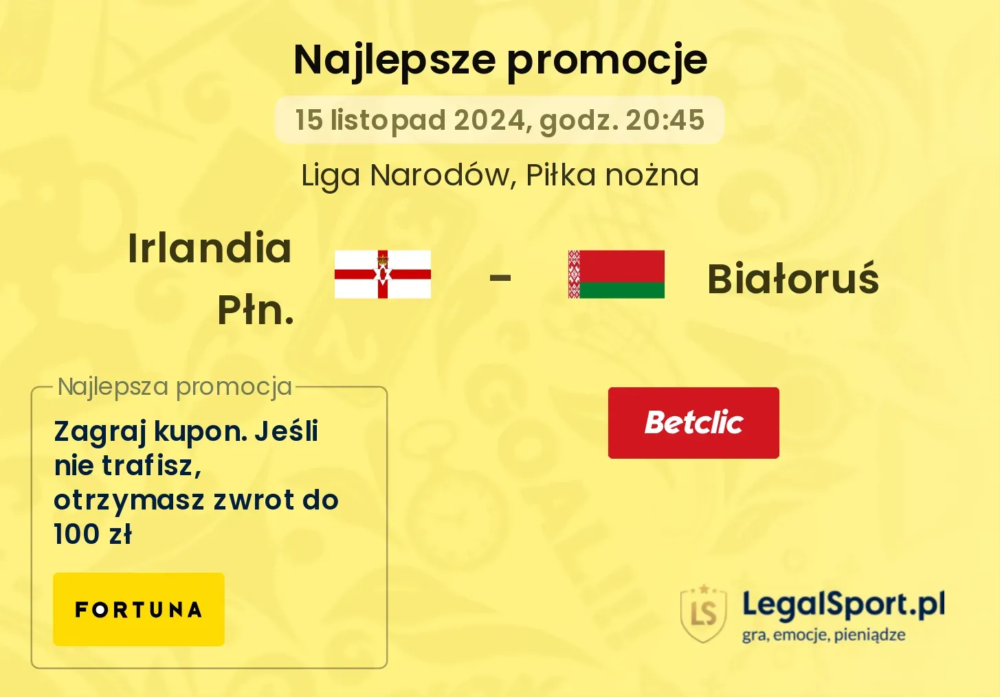 Irlandia Płn. - Białoruś promocje u bukmacherów 15.11, 20:45