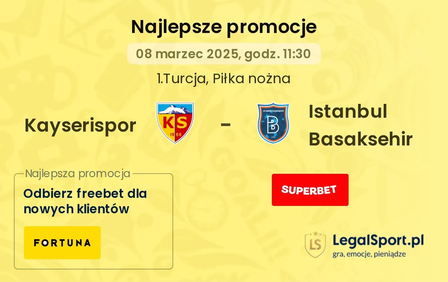 Kayserispor - Istanbul Basaksehir promocje u bukmacherów