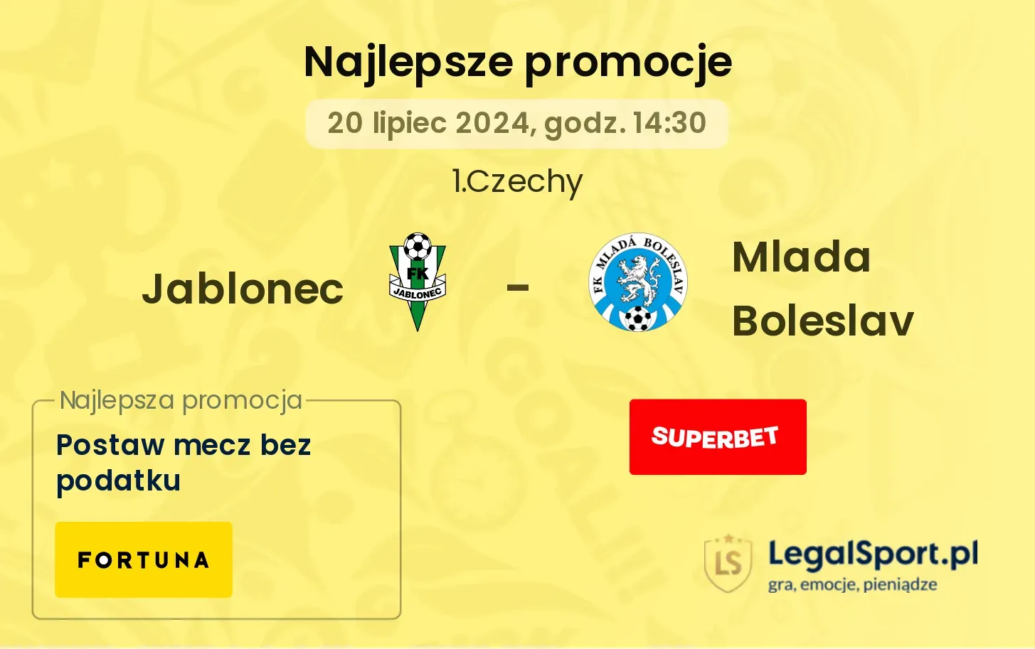 Jablonec - Mlada Boleslav  promocje u bukmacherów (20.07, 14:30)