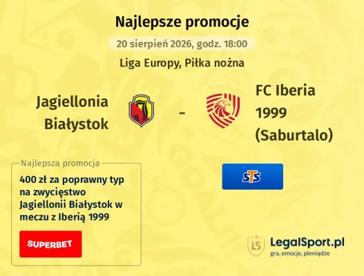 Promocja STS: 300 zł za wygraną Jagiellonii w meczu z Iberią Tbilisi