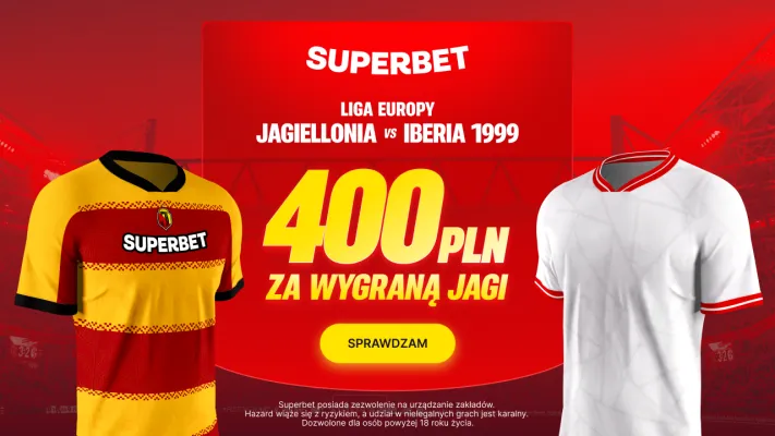 Promocja Superbet: 400 PLN za wygraną Jagiellonii Białystok z Iberią 1999