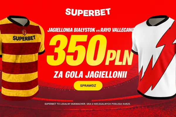 Bonus 350 PLN za gola Jagiellonii Białystok w meczu z Rayo Vallecano od Superbet