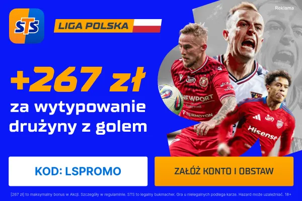 STS: 267 zł za wytypowanie drużyny z golem w meczu Jagiellonia Białystok - Zagłębie Lubin