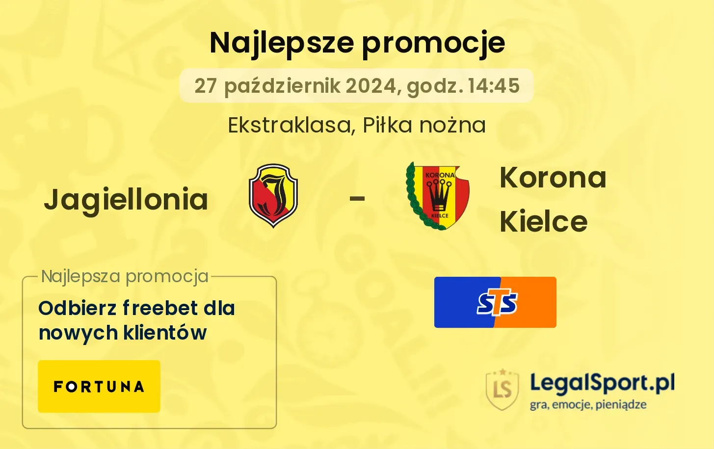Jagiellonia - Korona Kielce promocje bukmacherskie 27.10, 14:45