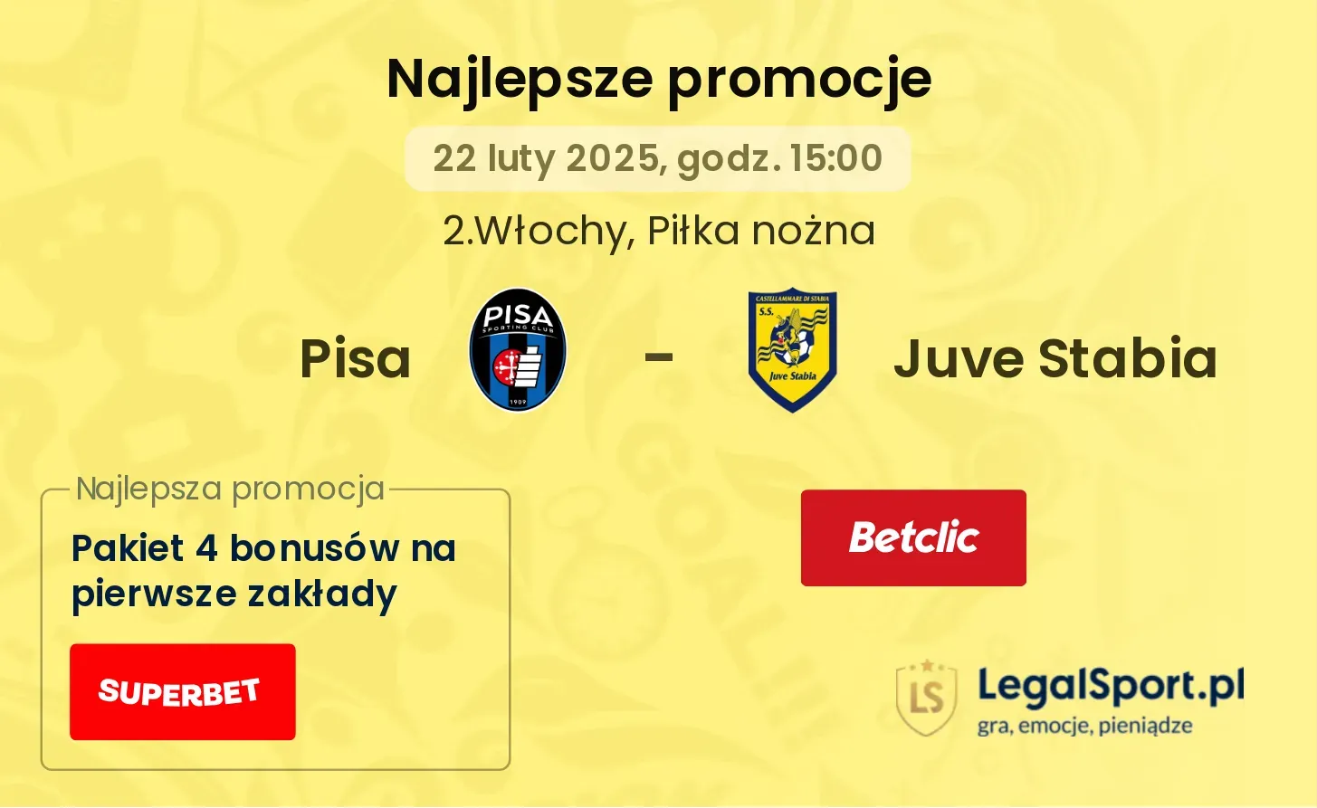Pisa - Juve Stabia promocje bukmacherskie