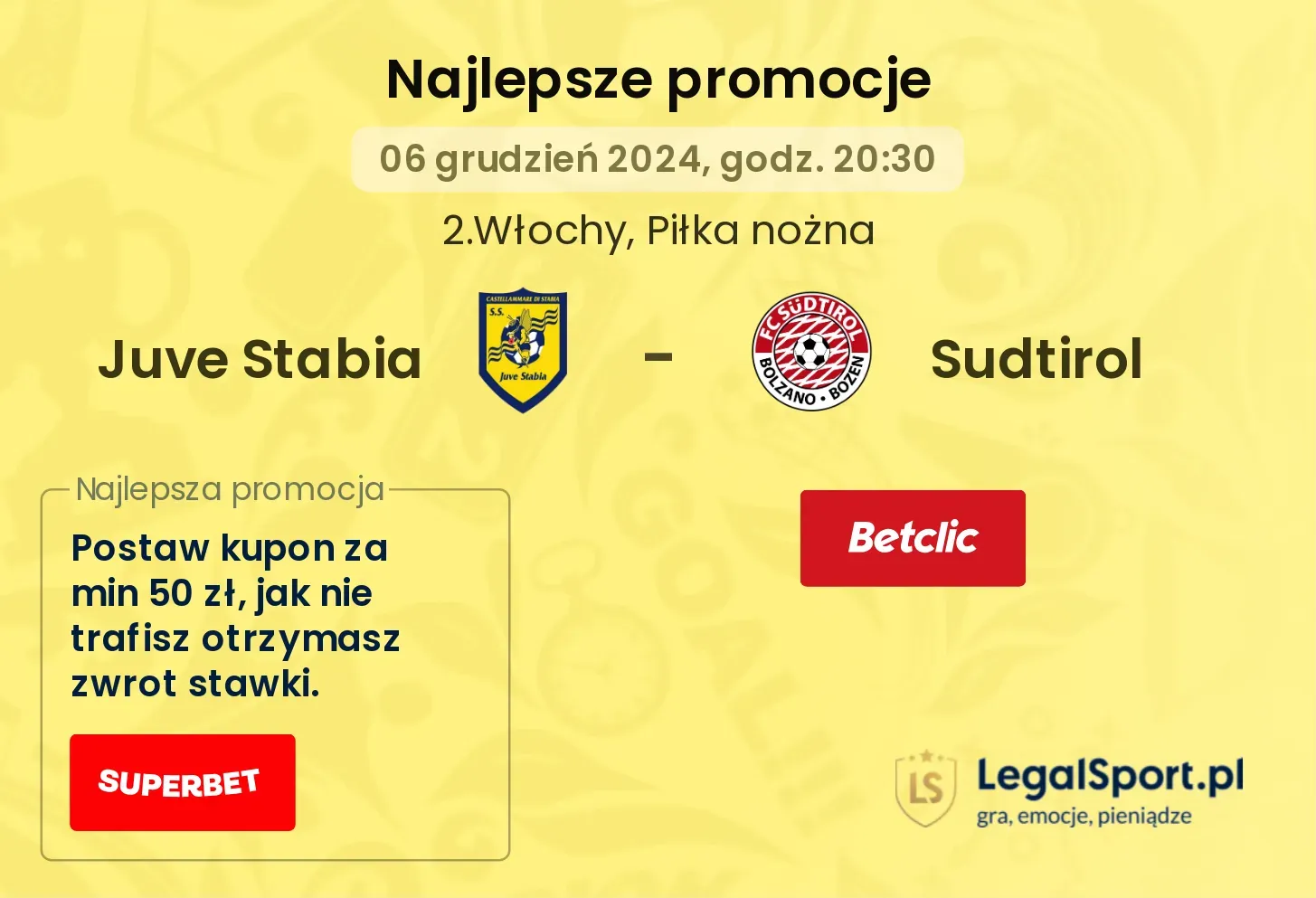 Juve Stabia - Sudtirol promocje u bukmacherów