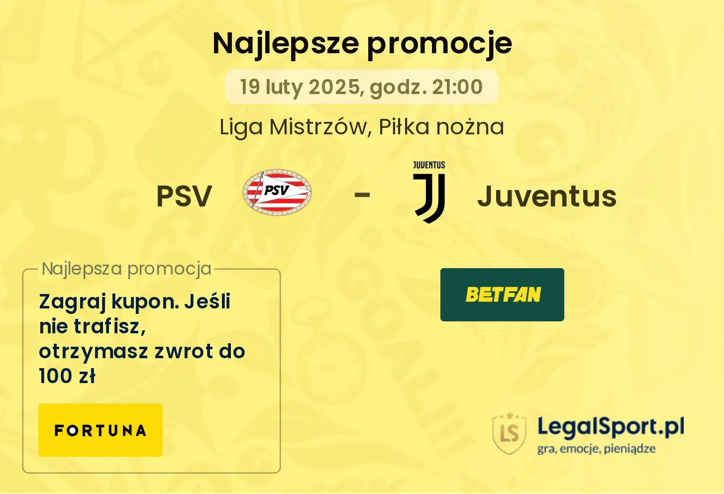 PSV - Juventus promocje bukmacherskie