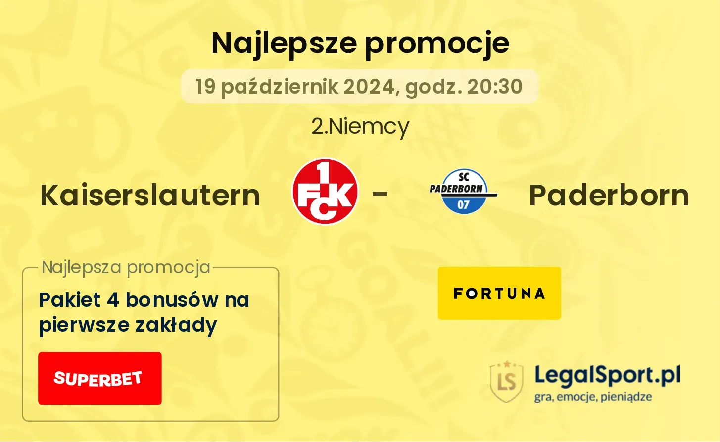 Kaiserslautern - Paderborn promocje bukmacherskie 19.10, 20:30