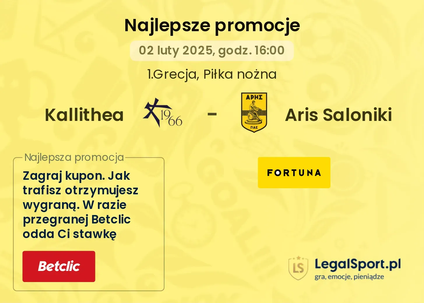 Kallithea - Aris Saloniki promocje u bukmacherów