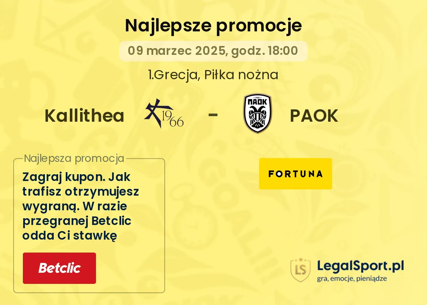 Kallithea - PAOK promocje u bukmacherów