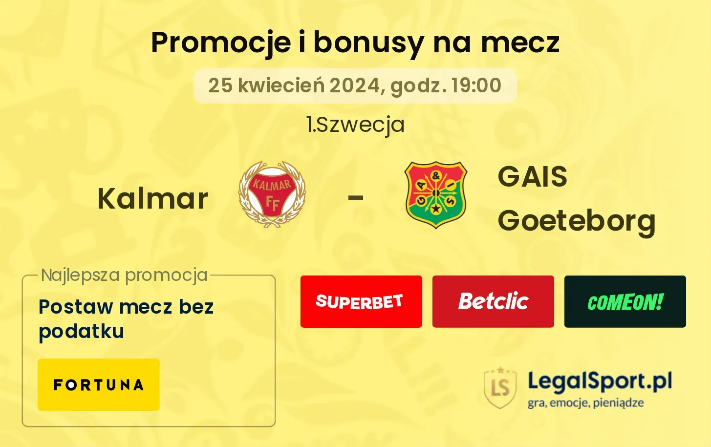 Kalmar - GAIS Goeteborg promocje bonusy na mecz