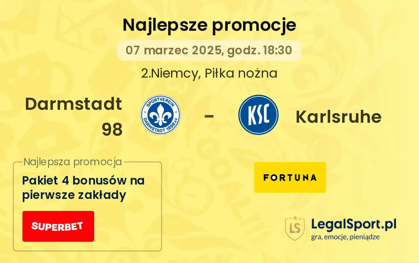Darmstadt 98 - Karlsruhe promocje u bukmacherów