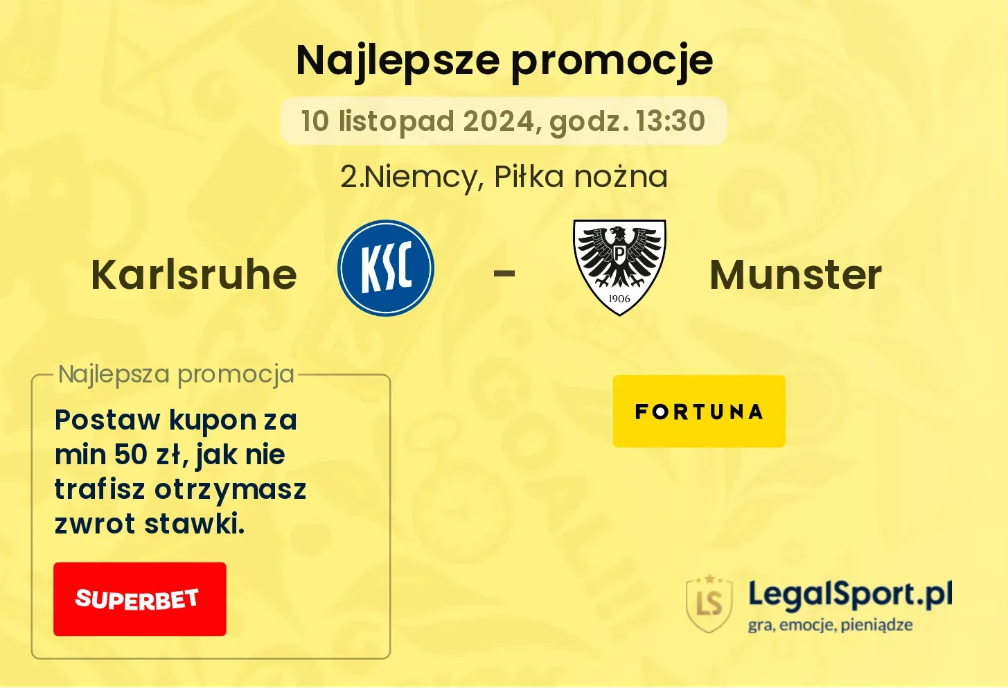 Karlsruhe - Munster promocje bukmacherskie 10.11, 13:30