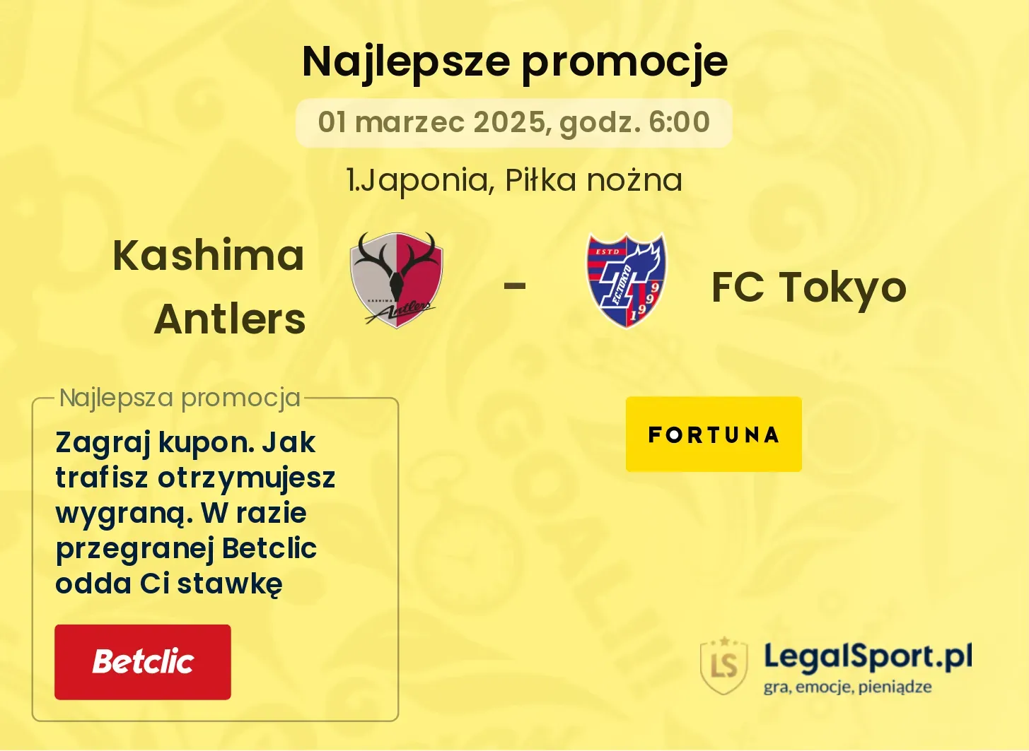 Kashima Antlers - FC Tokyo promocje bukmacherskie