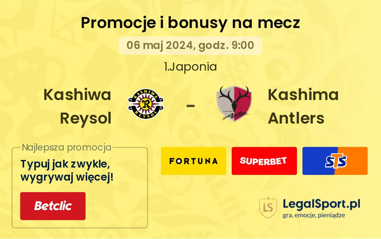Kashiwa Reysol - Kashima Antlers promocje bonusy na mecz