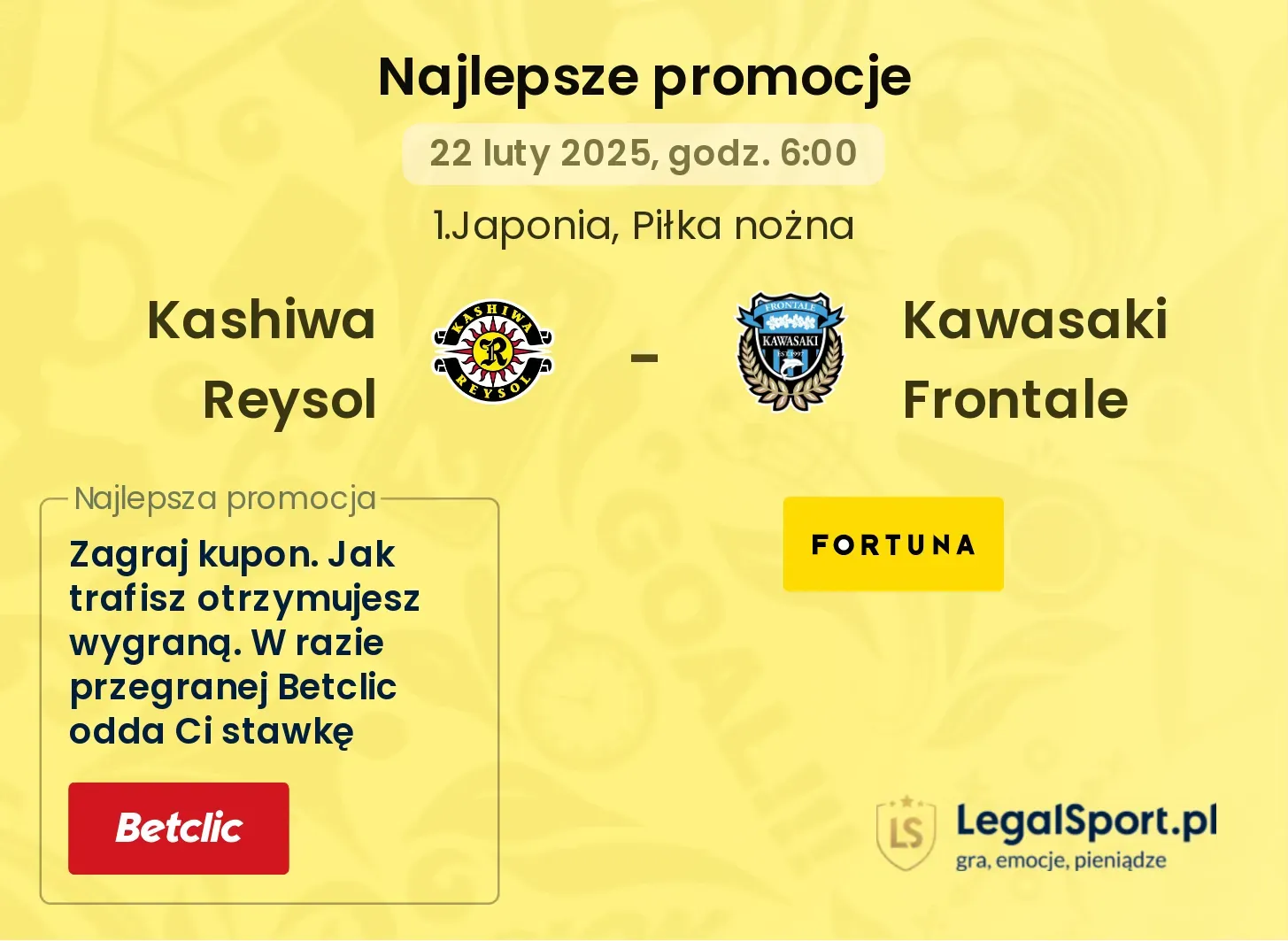 Kashiwa Reysol - Kawasaki Frontale promocje bukmacherskie
