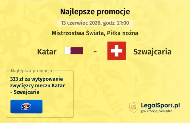 STS: 333 zł za wytypowanie zwycięzcy meczu Katar - Szwajcaria