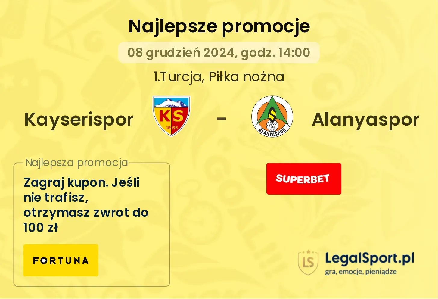 Kayserispor - Alanyaspor promocje bukmacherskie