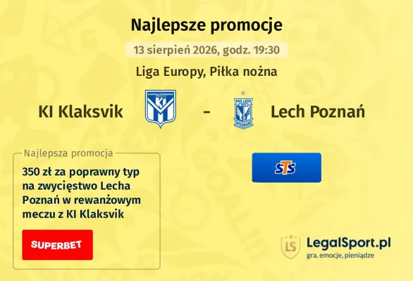 Promocja STS: 300 zł za wygraną Lecha Poznań w rewanżu z KI Klaksvik