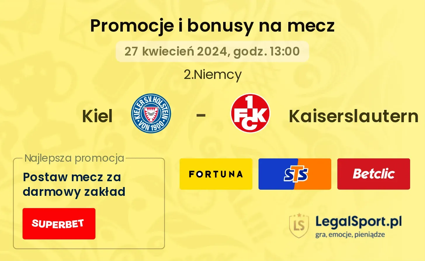 Kiel - Kaiserslautern promocje bonusy na mecz