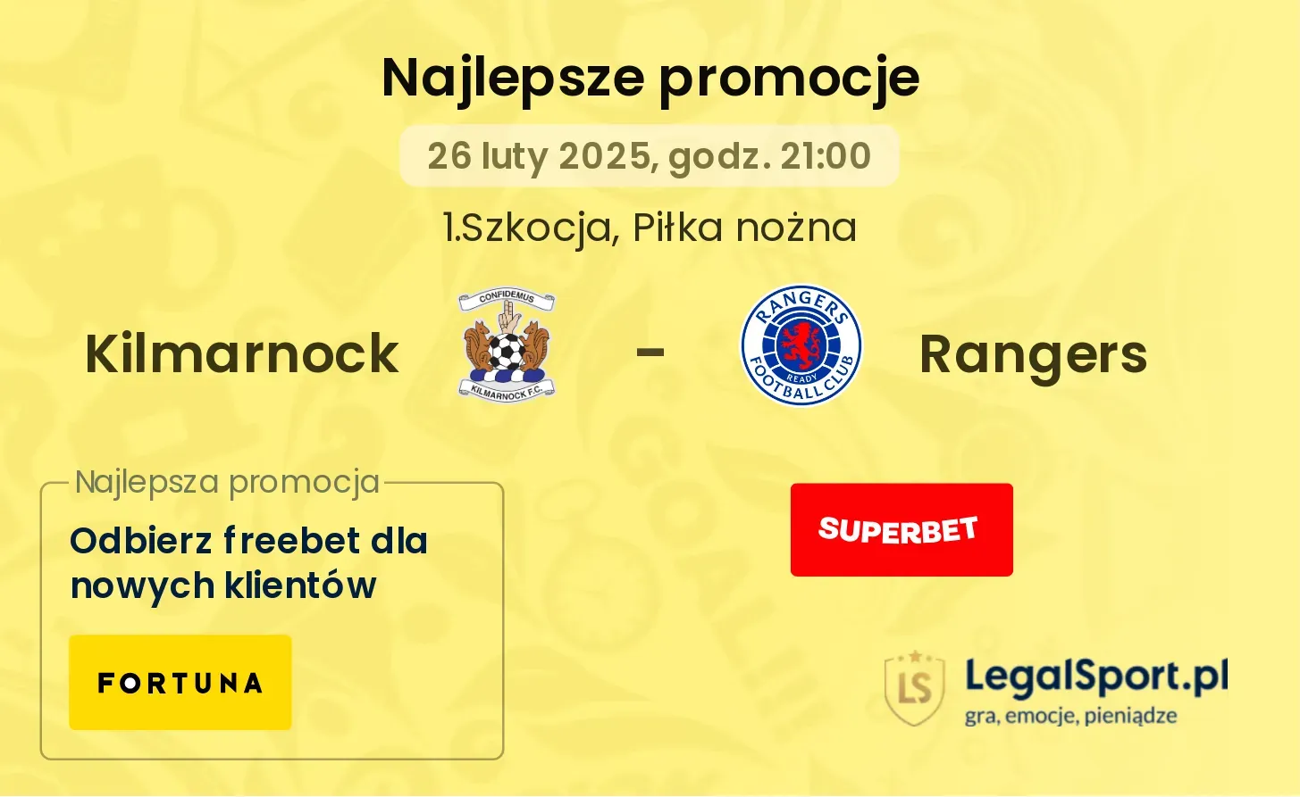 Kilmarnock - Rangers promocje bukmacherskie