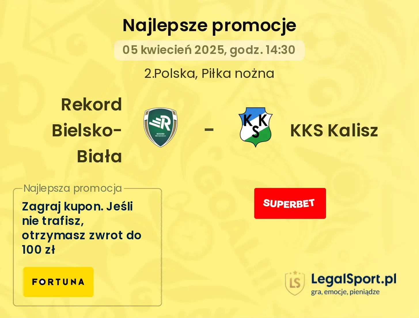 Rekord Bielsko-Biała - KKS Kalisz promocje u bukmacherów