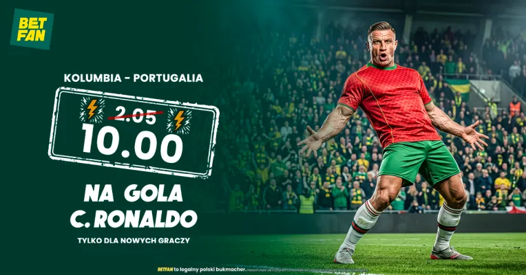 BETFAN: 176 zł za gola Ronaldo z Kolumbią