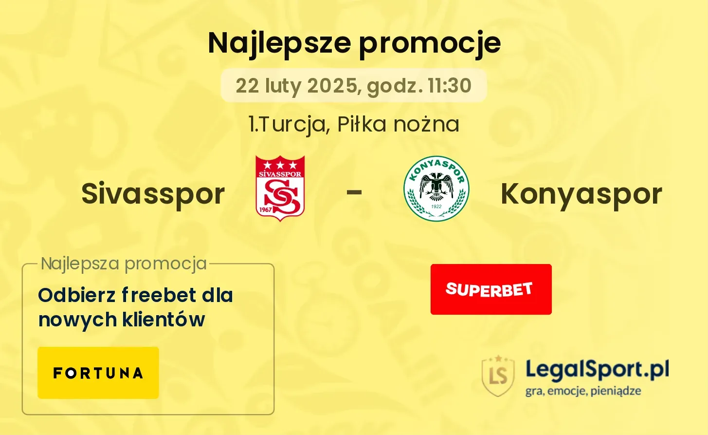 Sivasspor - Konyaspor promocje bukmacherskie