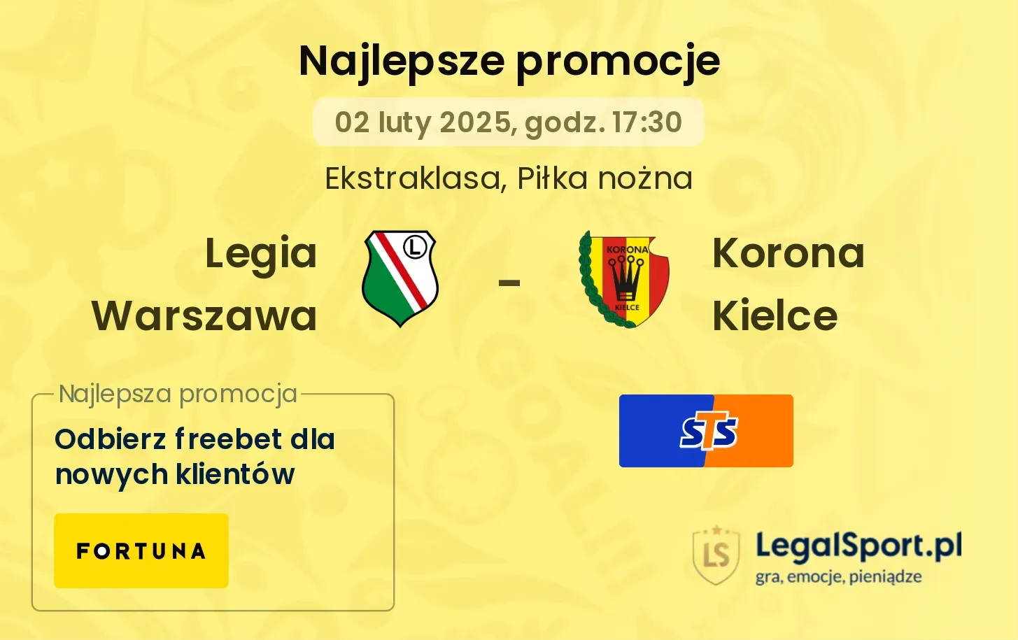 Legia Warszawa - Korona Kielce promocje u bukmacherów