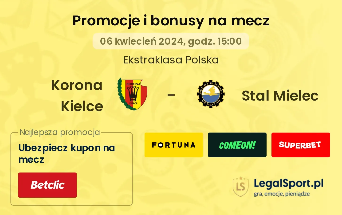 Korona Kielce - Stal Mielec promocje bonusy na mecz