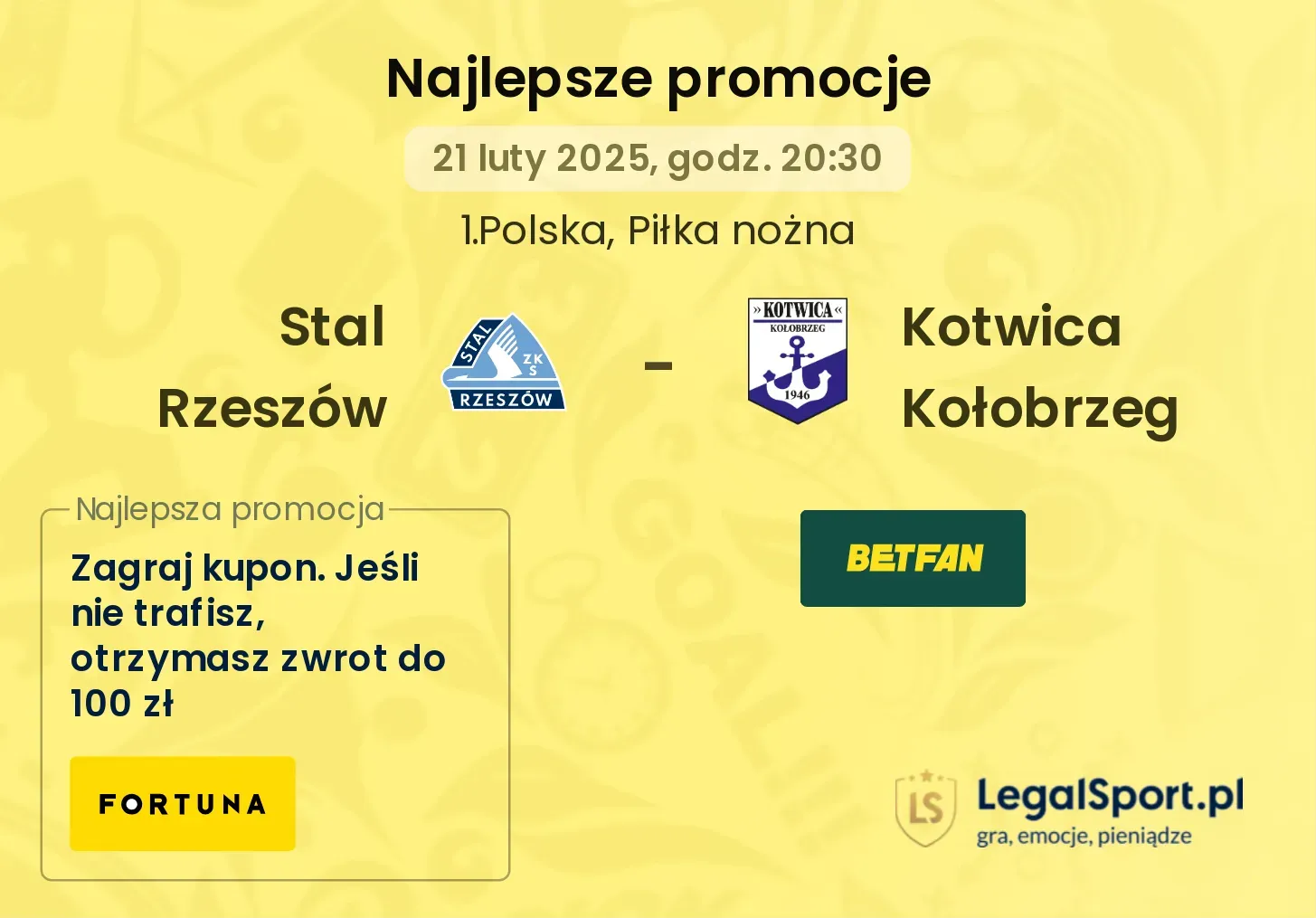 Stal Rzeszów - Kotwica Kołobrzeg promocje bukmacherskie